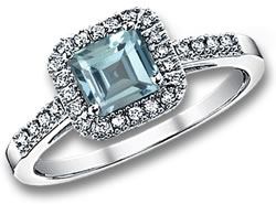 Aquamarine and White Gold Promise Ring